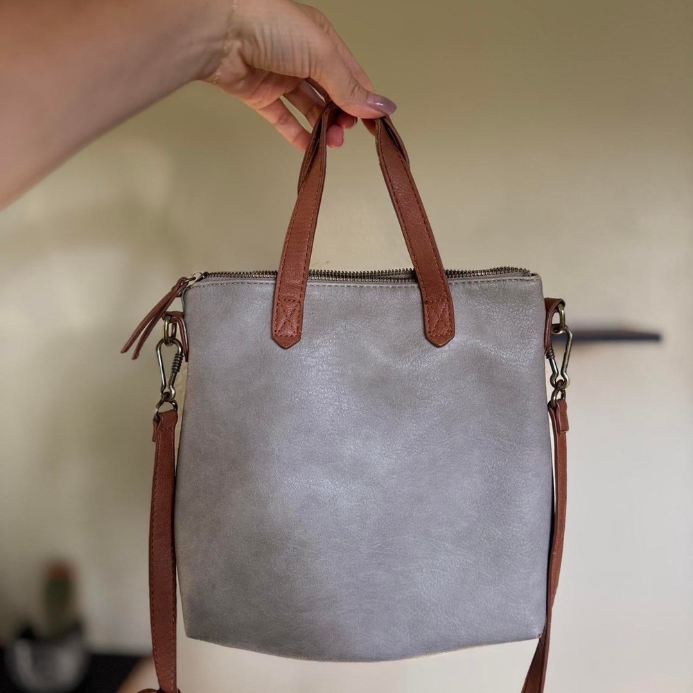 cross body bag Grey and brown crossbody bag shoulder bag Antik Kraft